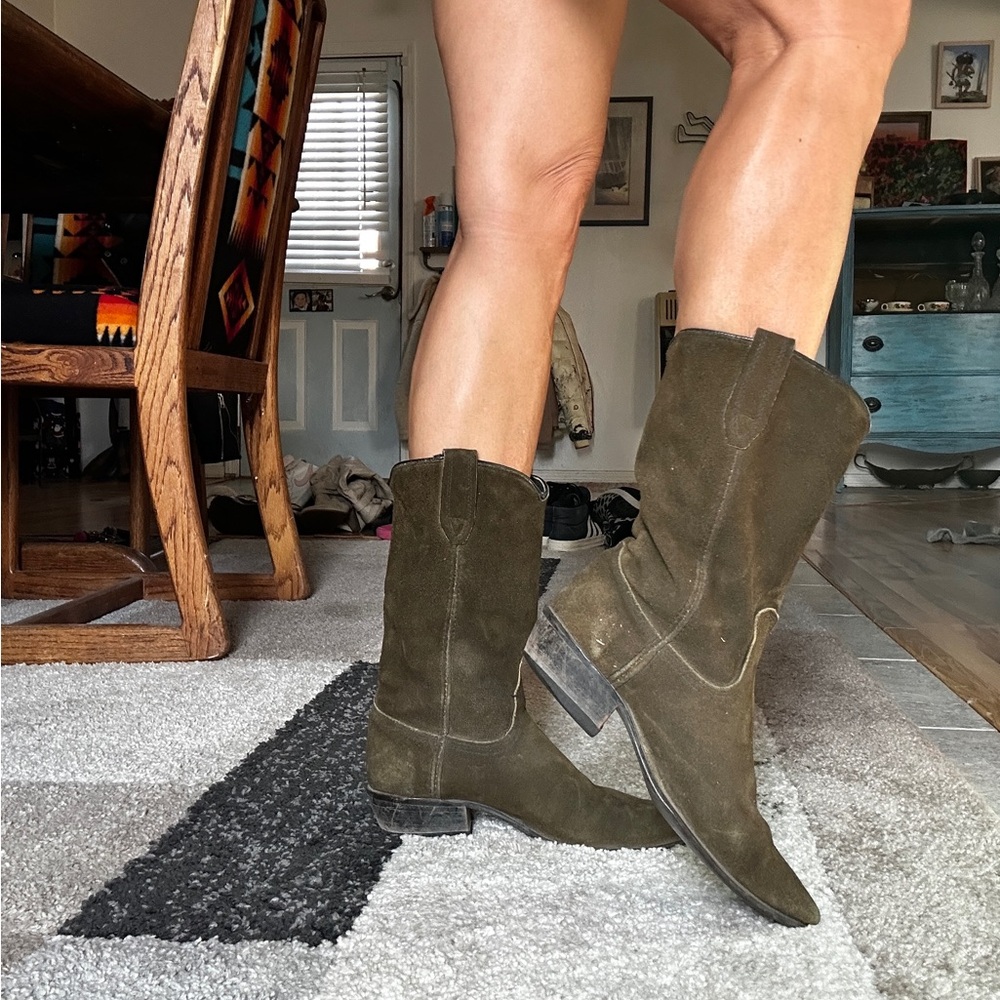 Olive Suede Women's Boots